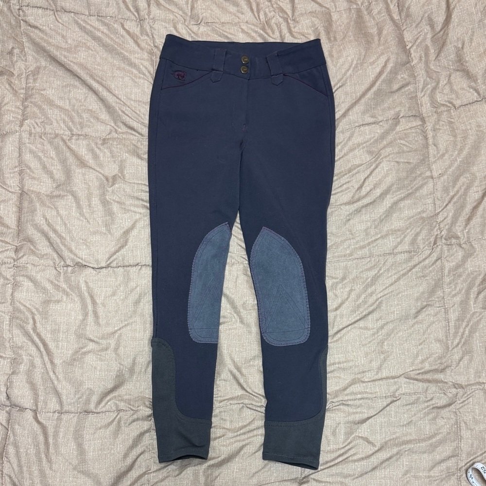 Girls Charcoal Plum Riding Breeches 12 Piper by Smartpak Patches